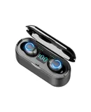 F9-8 TWS In-Ear BT Earphones with Stereo Sound Noise Reduction Waterproof Wireless Earbuds with LED-Digital Display Touch-Control Headsets HD Call Headphoenes with MIC Compatible with iOS Android Black
