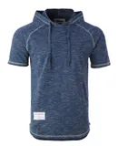 Zimego Men's Short Sleeve Pullover Pocket Hipster Thin Hoodie In Navy
