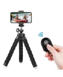 Phone Tripod, Flexible Tripod for iPhone and Android Cell Phone, Portable Small Tripod with Wireless Remote and Clip for Video Recording/Vlogging/Selfie Black