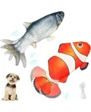 Electric Moving Dog Fish Toy 2 Pack with Updated Motor Realistic Flopping Fish Oxford Cloth Interactive Dog Toys Pet Toys for Small Dogs (with a Washable Spare Cover)