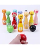 Melissa & Doug K's Color Wooden Digital Bowling Toy-10 Pin Bowling Set for Kids Garden Toys