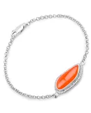 5.50 Carat Genuine Carnelian And White Topaz .925 Sterling Silver Bracelet
