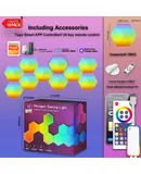 Hexagonal quantum light board, LED wall lights for gaming and smart home DIY decoration synchronized with music, night lights for interior decoration Doodle WIFI+BLE-10 packages