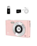 2025 Digital Camera, Kids Camera1080P, Vlog Camera with 64GB Card,16X Zoom Anti Shake, Card Reader, 44MP Compact Portable Small Point Shoot Camera ,Pink