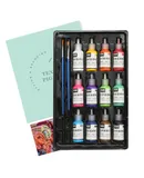 12 Colors Fabric Paint Set Washable Acrylic Paint No-Toxic with 2pcs Paintbrush 18ml/bottle for Textile Fabric Clothing Canvas