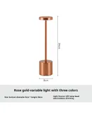 Cordless Table Lamp - Multi-color LED table lamp with 3 light colors and infinitely dimmable by touch - Chic indoor and outdoor table lamp with stylish round design-rose  gold