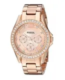 Reloj Fossil Mujer | Coleccion Riley | Modelo ES2811 | Caja Redonda | Ø 38mm Acero inoxidable | Cierre Desplegable | Movimiento Cuarzo | Dial Rosa | Cristal Mineral | Correa Acero inoxidable Rose gold | 30m / 3 ATM | Línea Lujo
