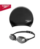 Speedo flying fish series high definition wide field of view professional anti-fog swimming equipment swimming goggles swimming cap black/silver