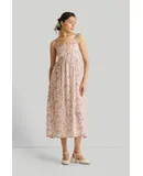 Strappy Gathered Floral Midi Dress