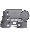 China Storage Containers Hard Shell Box for Moving Dishes, Plate, Saucers, Dinnerware, Mugs, Wine and Glasses Quilted Organizer Dividers for Packing Fine China Storage Containers 5Piece Grey