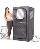 Full Size Portable Sauna for Home, Personal Steam Sauna for Home, Indoor Sauna Box Portable Home Steamer with 3L 1000W Portable Steam Generator, Folding Chair and Remote Control