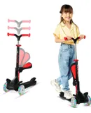 Kids Scooter – Foldable Seat – LED Wheel Lights Illuminate When Rolling – Children and Toddler 3 Wheel Kick Scooter – Adjustable Handlebar – Indoor and Outdoor- by Lifemaster