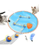 Interactive Cat Toys for Indoor Cats Kitten, Automatic Motion Moving Fast Rolling Cat Ball in Pouch Hide and Seek Cat Toy for Indoor Exercise with LED Light, Activated Chirping Stimulation(Yellow)