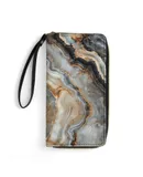 Marble Texture Wallet for Womens PU Leather Zip Around Wallers Clutch Wristlet Travel Long Purse