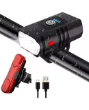 Bike Light Set, USB Rechargeable Headlight with  Rear Light, 6 Light Modes Headlamp IPX4 Waterproof Super Bright Bicycle Light Mountain Bike Light Front Light