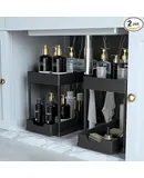 2 PACK|Pull Out Bathroom Organizer|2 Tier Slide Out Bathroom/Kitchen Organiers and Storage. (2 PACK Normal)