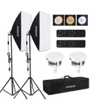Studio Photography Light kit Softbox Lighting Set with 85W 2800K-5700K Bi-color Temperature LED Light * 2 + 50x70cm Softbox * 2 + 2M Light Stand * 2 + Remote   Control * 2 + Carry Bag * 1 for