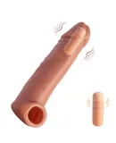 Juntame Vibrating Male Sex Toys Penis Extender Sleeve —Detachable Cock Sleeve Vibrator with Powerful Vibrations, Realistic Penis Ring for Men Couples Penis Enlargement, Prolonged Erection