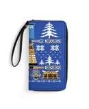 Doctor Ugly Sweater Who Wallet for Womens PU Leather Zip Around Wallers Clutch Wristlet Travel Long Purse