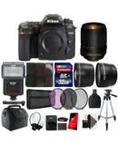 Nikon D7500 20.9MP DX-Format CMOS + 18-140mm Lens + 58mm Filter Kit + Telephoto & WideAngle Lens + 67-58mm Converter + 32GB Memory Card + Wallet + Reader + Diffuser + Flash + 50 Lens Tissue + Case + Tall Tripod + 3pc Cleaning Kit