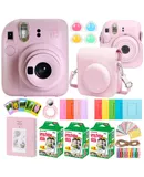 FUJIFILM INSTAX MINI 12 Instant Film Camera (Blossom Pink) + Complete Accessory Kit for Fujifilm Instax Mini 8/9/11/12 – Camera Case, Photo Album, Frames, Stickers & Lens Filters (Pink) + 3x Fujifilm 2x10 Film Mini Instax Film Pack