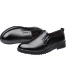 BEIOUTU Fashion Casual Leather Shoes for Men, Comfortable Slip-On Loafers, Business Men's Leather Shoes, 580 Black, Size 41