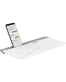 Logitech K580 Keyboard, Bluetooth Keyboard, Office Keyboard, Wireless Keyboard, Portable Ultra-Thin Keyboard, Laptop Keyboard, Tablet Keyboard, Peony White