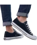 Warrior Canvas Shoes for Men And Women, Low-Top Classic Couple Trendy Casual White Sneakers, Women's Skateboard Shoes, Men's WXY391 Black Size 40