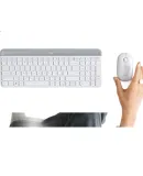 Logitech Fashion Series MK470 Wireless Keyboard And Mouse Combo, Ultra-Thin Full-Size Keyboard And Mouse Set in Peony White, with 2.4G Wireless Receiver