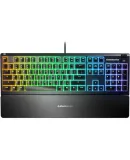 SteelSeries Apex 3 Wired Keyboard, Gaming Keyboard, Magnetic Wrist Rest, 10-Zone RGB Lighting, Black, Thin Film Switches