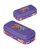 LEGO Double-Layer Pencil Case, Student Hard Shell, Large Capacity, Cute Stationery Box for Girls, Pen Pouch Gift, Heart-Shaped Purple, 20027