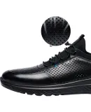LAORENTOU Men's Top Layer Leather Men's Single Shoes Non-slip Sports Shoes Men's Casual Leather Shoes A90147 Black Hollow 40