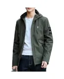 PLAYBOY Men's Jacket, Autumn And Winter Casual Workwear Hoodie Trendy Outerwear, Black - XL