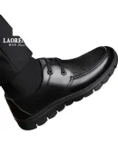 LAORENTOU Spring And Autumn Leather Shoes for Men, Business Casual Shoes, Men's Round Toe Leather Shoes with Laces, Dad Shoes, A90222, Black, Size 38