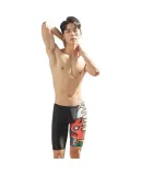 Li-Ning Swimming Trunks for Men, Knee-Length Anti-Embarrassment Swimwear, Professional Equipment, Men's Swim Shorts 779, Black And Yellow Knee-Length, Size L