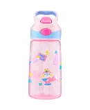 Contigo Kangdike Children's Straw Water Bottle, Summer Portable Outdoor Sports Water Cup, 450ml, Pink, HBC-STR141