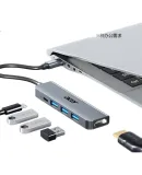 Acer USB3.0 Hub Expansion Dock, High-Speed 4-Port Hub, Compatible with Laptops, Adapter Converter Extension Cable, Type-C Powered
