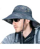 DUSENNA Sun Hat for Men, Summer Outdoor Sun Protection Hat, Fishing Hat, Fisherman Hat for Men, Mesh Mid-Band Hat, Camouflage Orange