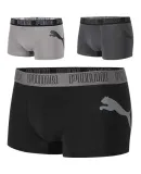 PUMA Men's Sports Underwear with Large Logo, Cotton Boxer Briefs, Four-Corner Shorts, 3-Pack