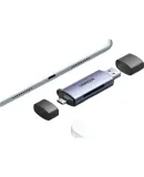 UGREEN USB/Type-C 3.0 High-Speed Card Reader, Compatible with Dual SD/TF Cards, for Computers, Tablets, Smartphones, DJI Drones, Apple 17/16/Action Cameras