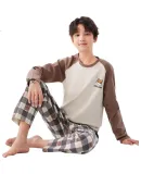 MiiOW Children's Pajamas for Boys, Spring And Autumn Style, Pure Cotton, Long-Sleeve Sleepwear for Kids And Teens, Home Wear Set, Star Fox Design, Size 140