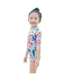 361° Children's Swimsuit, Cute Printed Short-Sleeve One-Piece Swimwear for Girls, Quick-Dry Summer Swimwear for Young Girls