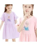 Disney Girls' Nightgown, Summer Children's Pajamas, Thin Dress, Baby Princess Short-Sleeve Dress, Loungewear, QJXAB1134D Pink, Size 160, Suitable for 155-165cm