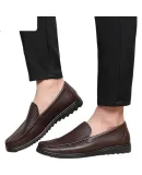 RED DRAGONFLY Leather Men's Slip-On Shoes, Business Casual Shoes for Men, Dad Loafers, WTA214152, Brown, Size 39