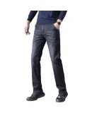 Pierre Cardin Jeans for Men, Autumn Cotton Stretch Soft Casual Business Slim Straight-Leg Trousers, Black, Size 34