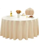 CHERISHES LIFE Round Waterproof And Oil-Proof Tablecloth for Hotels, Restaurants, Canteens, Large Round Table Cover TPU Milk White Color Round Diameter 240cm