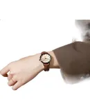 Disney Women's Watch, Simple And Elegant Ins Style with Date Display, Waterproof Small Brown Dial, Student Ladies' Watch MK-11633K