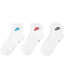 NIKE Socks for Men And Women, Sweat-Wicking Breathable Sports Socks, Short Socks Three-Pair Pack DX5074-911 White XL