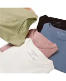 Camiseta Femenina Giordano, Camisa Básica de Algodón Puro, Suave y Lujosa, Manga Larga con Cuello Redondo para Mujer, 05322805