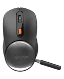 Lenovo Wireless Bluetooth Dual-Mode Rechargeable Mouse, Bluetooth 5.0/3.0, Portable Office Mouse Ergonomic Design, Howard Rational Black Rechargeable Versio